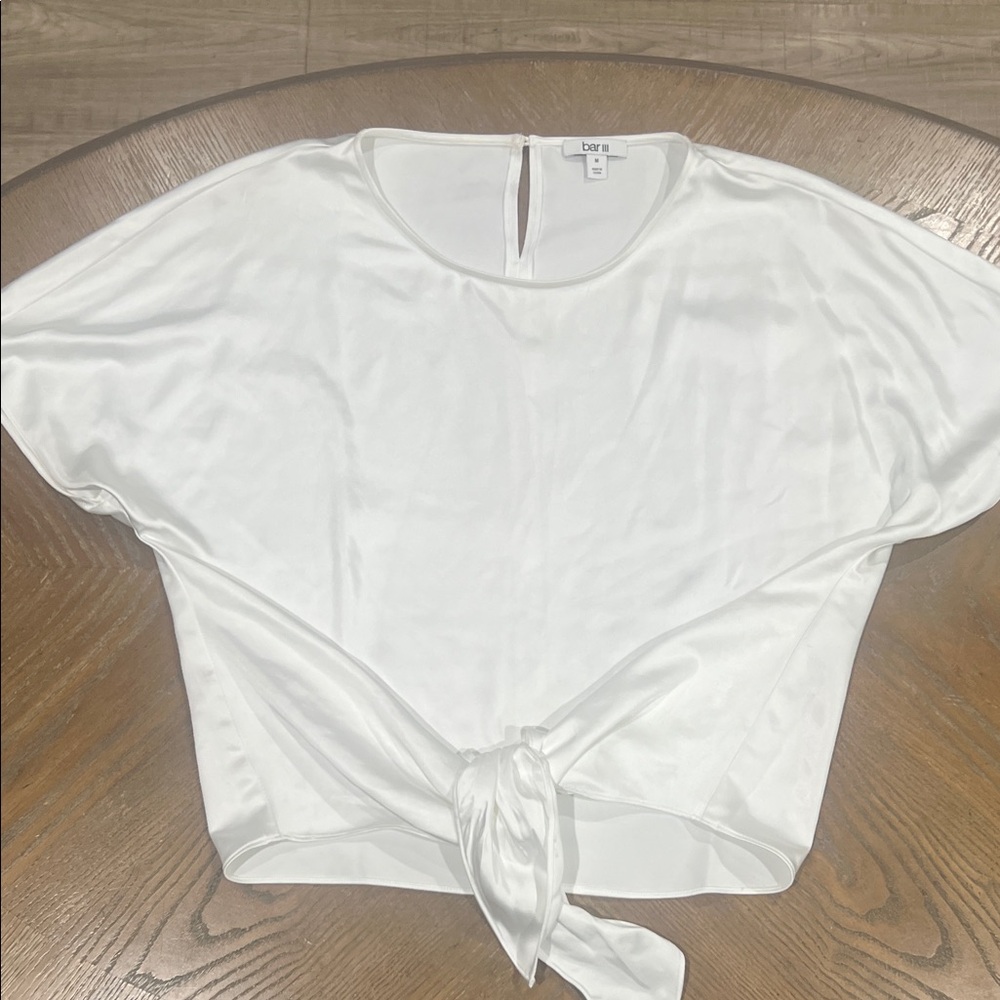 Bar III White Tie-Front Blouse